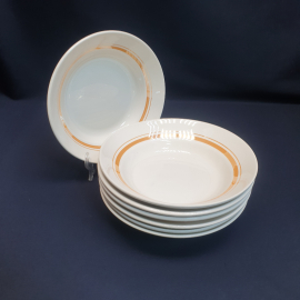 Набор из 7 суповых тарелок Конакова, фаянс 19 см, винтаж СССР