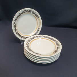 Набор из 6 десертных тарелок Богдановичи, фарфор деколь 17 см, винтаж СССР