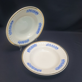 Набор из 2 суповых тарелок Прокопьевский завод, фарфор деколь позолота 24 см, винтаж СССР