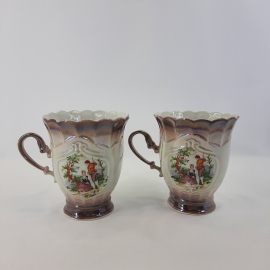 Набор из 2 кружек, керамика деколь 300 мл, винтаж Россия