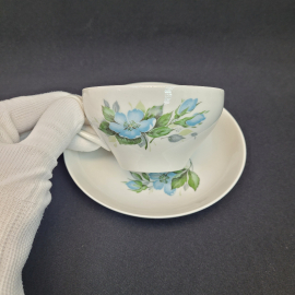 Винтажная чайная пара Дулево Шиповник, фарфор деколь, винтаж СССР