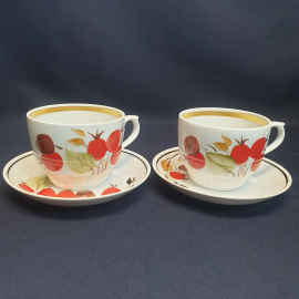 Набор из 2 чайных пар Чайка, фарфор роспись позолота 250 мл, винтаж СССР