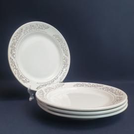 Набор из 3 десертных тарелок Конаково, фаянс деколь 20 см, винтаж СССР