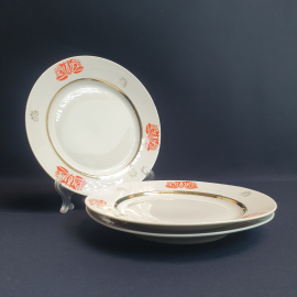 Набор из 3 десертных тарелок Дружковка, фарфор деколь 20 см, винтаж СССР