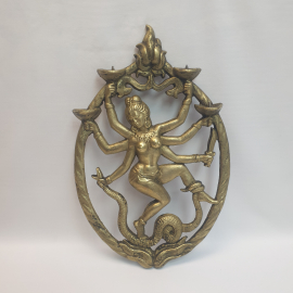 Богиня Кали. Большой 44 см. бра - подсвечник винтажный, латунь броза. Настенный. На 4 свечи.