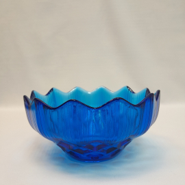 Ваза - салатник 17 см, синее стекло/кобальт, 750 мл. Винтаж, СССР.