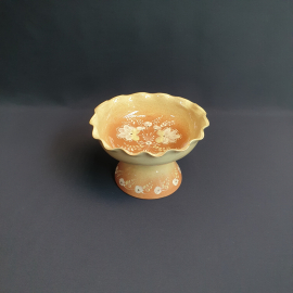 Ваза на ножке - конфетница, керамика, ручная подглазурная роспись, высота 11.5 см. Винтаж, СССР.