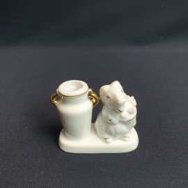 Статуэтка - подсвечник "Барашек" 6х3х5 см, фарфор, позолота. Винтаж.