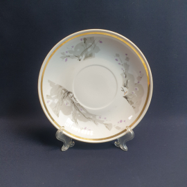 Блюдце гигант 16 см, Вербилки, деколь, позолота. Винтаж, СССР.