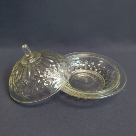 Масленка с крышкой 17 см,Уршельский СЗ, стекло. Винтаж, СССР.