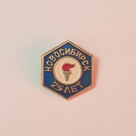 Значок СССР, Новосибирск 25 лет с факелом, памятный ретро подарок коллекционерам, советский, винтажн