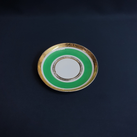 Блюдце гигант 15.5 см, ЛФЗ, крытье, позолота. Винтаж, СССР.