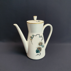 Кофейник Freiberg, фарфор деколь позолота 1.2 л, скол, винтаж ГДР