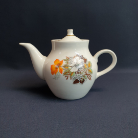 Чайник Дулево, фарфор деколь позолота 0.55 л, винтаж СССР. Картинка 2