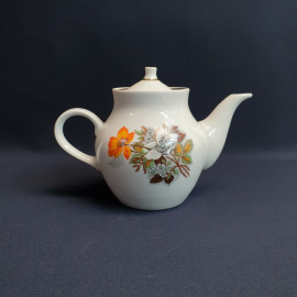 Чайник Дулево, фарфор деколь позолота 0.55 л, винтаж СССР. Картинка 4