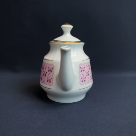 Чайник Рижская фабрика, фарфор деколь позолота 0.6 л, винтаж СССР. Картинка 3