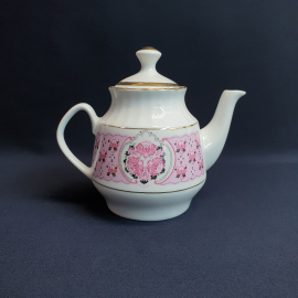 Чайник Рижская фабрика, фарфор деколь позолота 0.6 л, винтаж СССР. Картинка 4