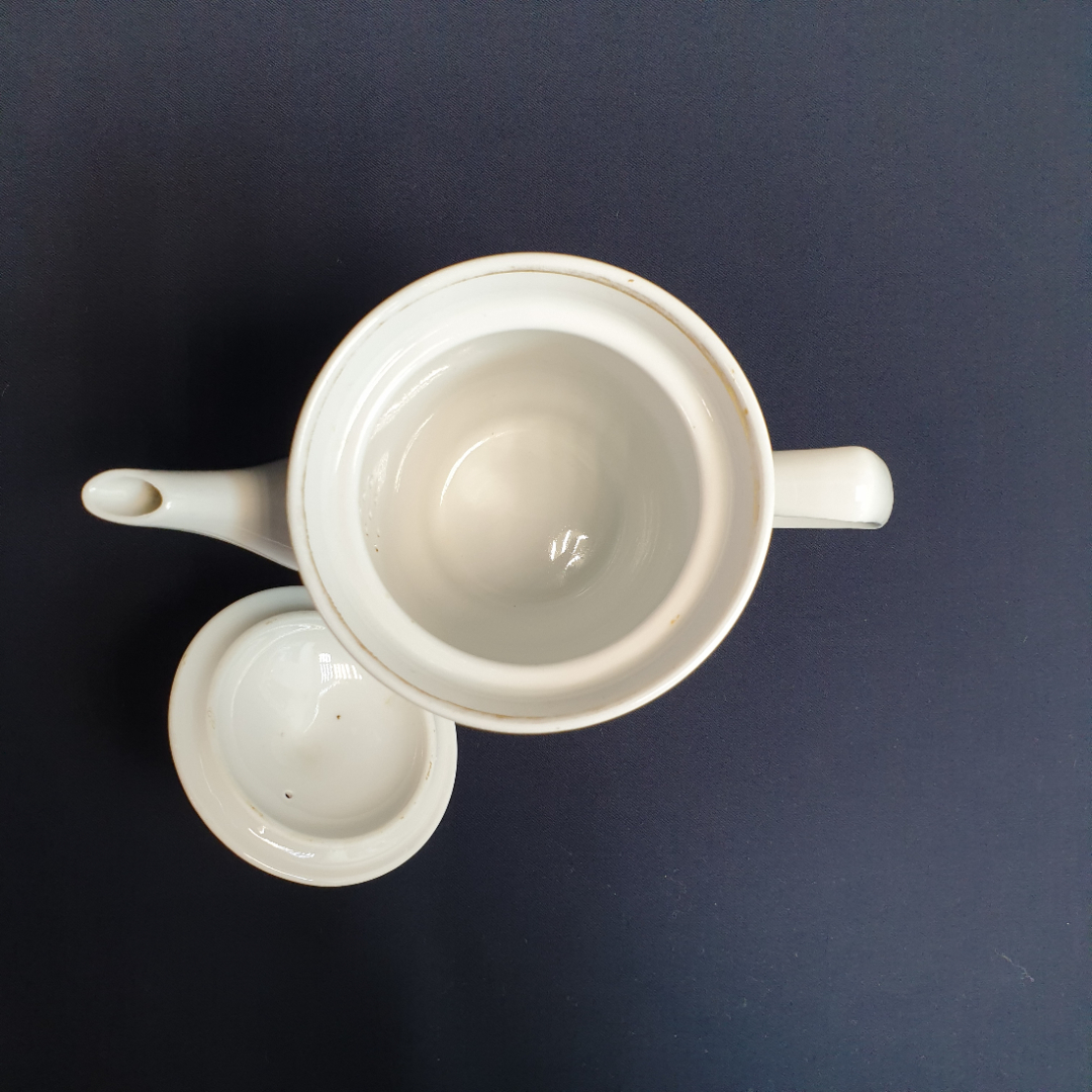 Чайник Южноуральский завод, фарфор деколь позолота 0.7 л, винтаж СССР. Картинка 7