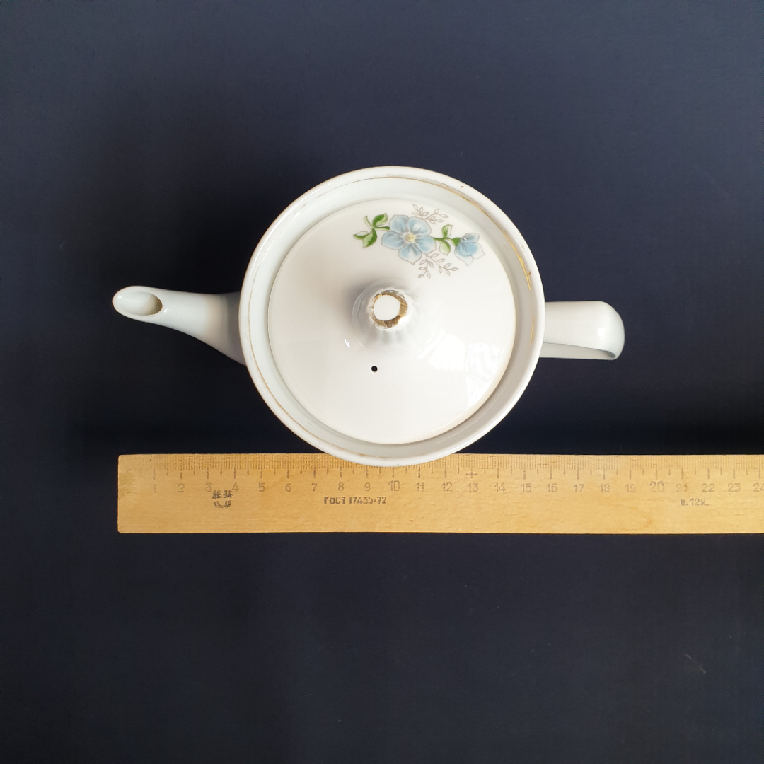 Чайник Южноуральский завод, фарфор деколь позолота 0.7 л, винтаж СССР. Картинка 8