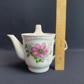 Чайник Южноуральский завод, фарфор деколь позолота 0.7 л, винтаж СССР. Картинка 9