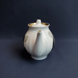 Чайник Дулево, фарфор позолота роспись 0.7 л, винтаж СССР. Картинка 3