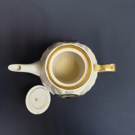 Чайник Дулево, фарфор позолота роспись 0.7 л, винтаж СССР. Картинка 7