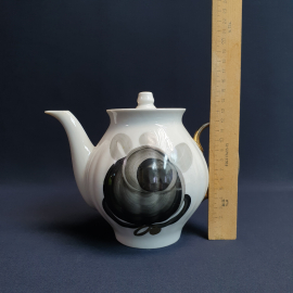 Чайник Дулево, фарфор позолота роспись 0.7 л, винтаж СССР. Картинка 11