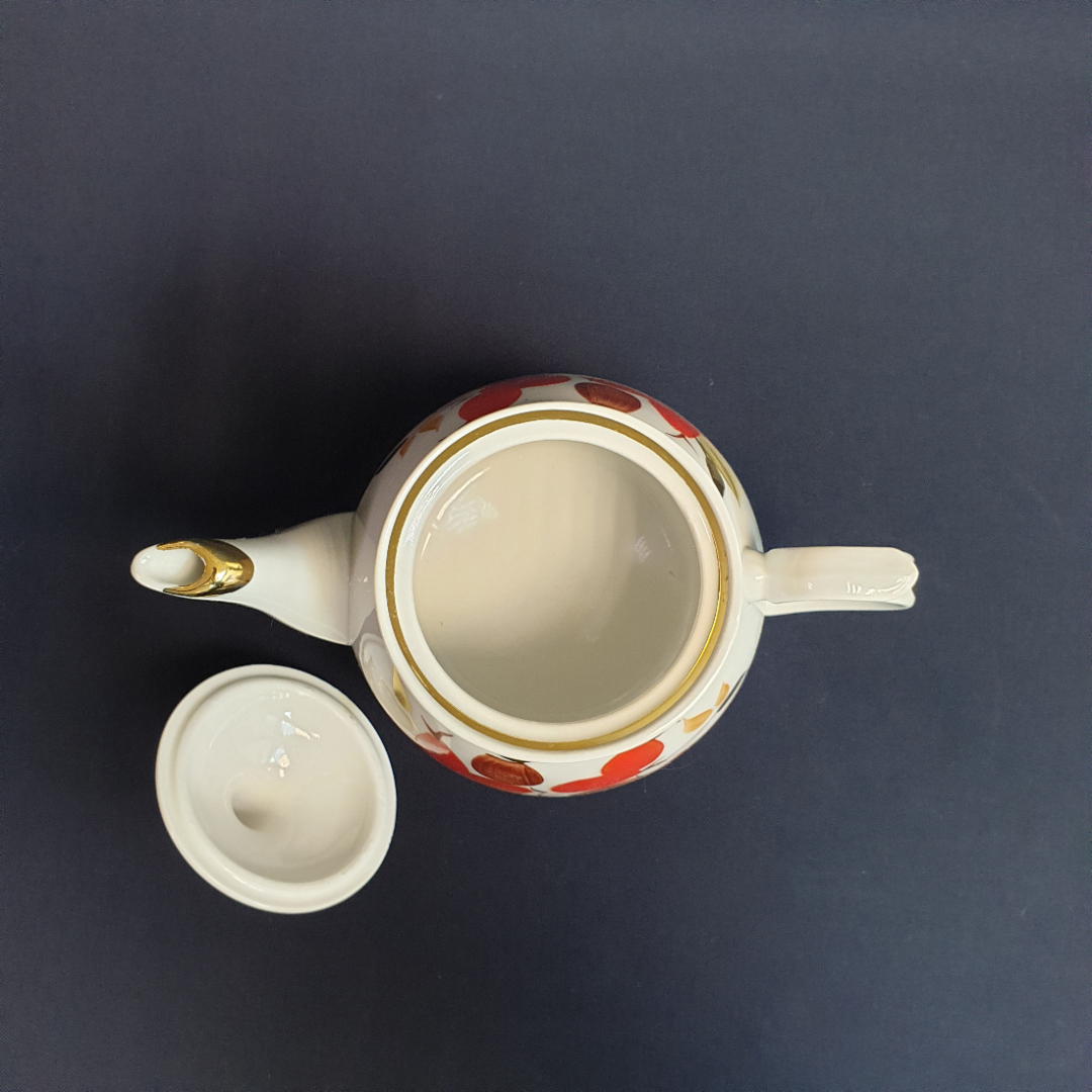 Чайник Чайка, фарфор роспись позолота 0.6 л, винтаж СССР. Картинка 7