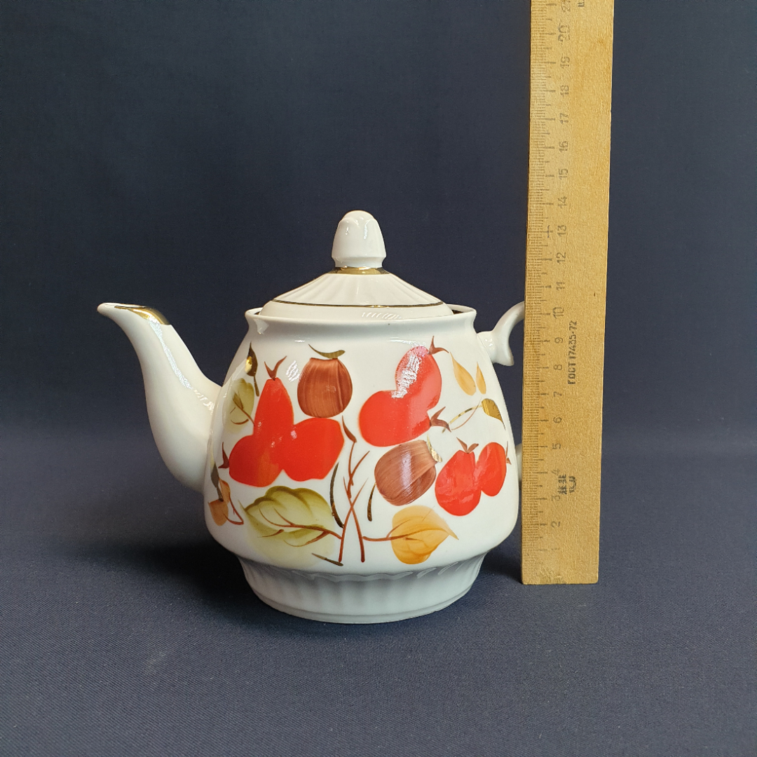 Чайник Чайка, фарфор роспись позолота 0.6 л, винтаж СССР. Картинка 11