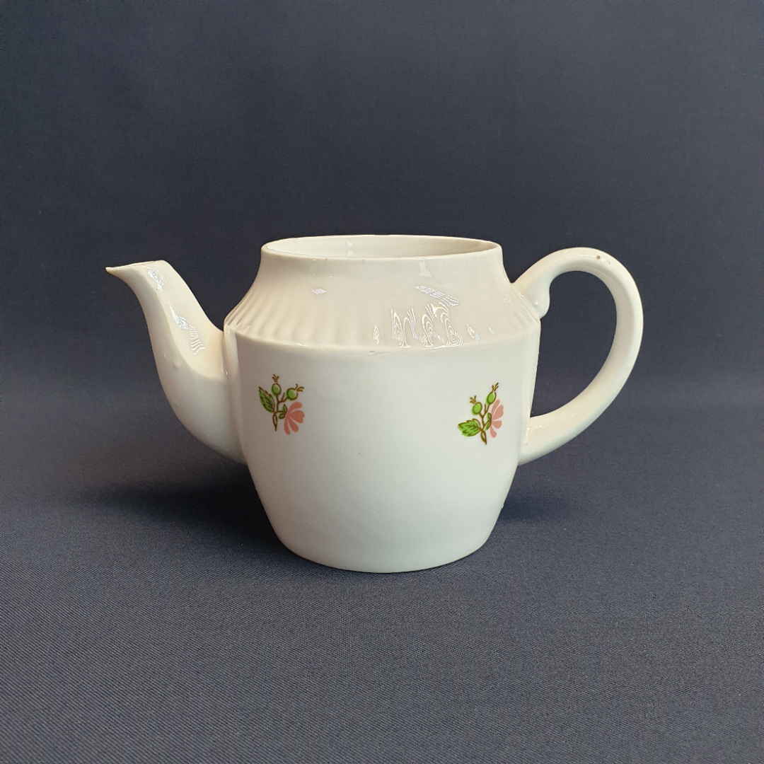 Чайник Вербилки, фарфор деколь 0.55 л, без крышки, винтаж СССР. Картинка 2