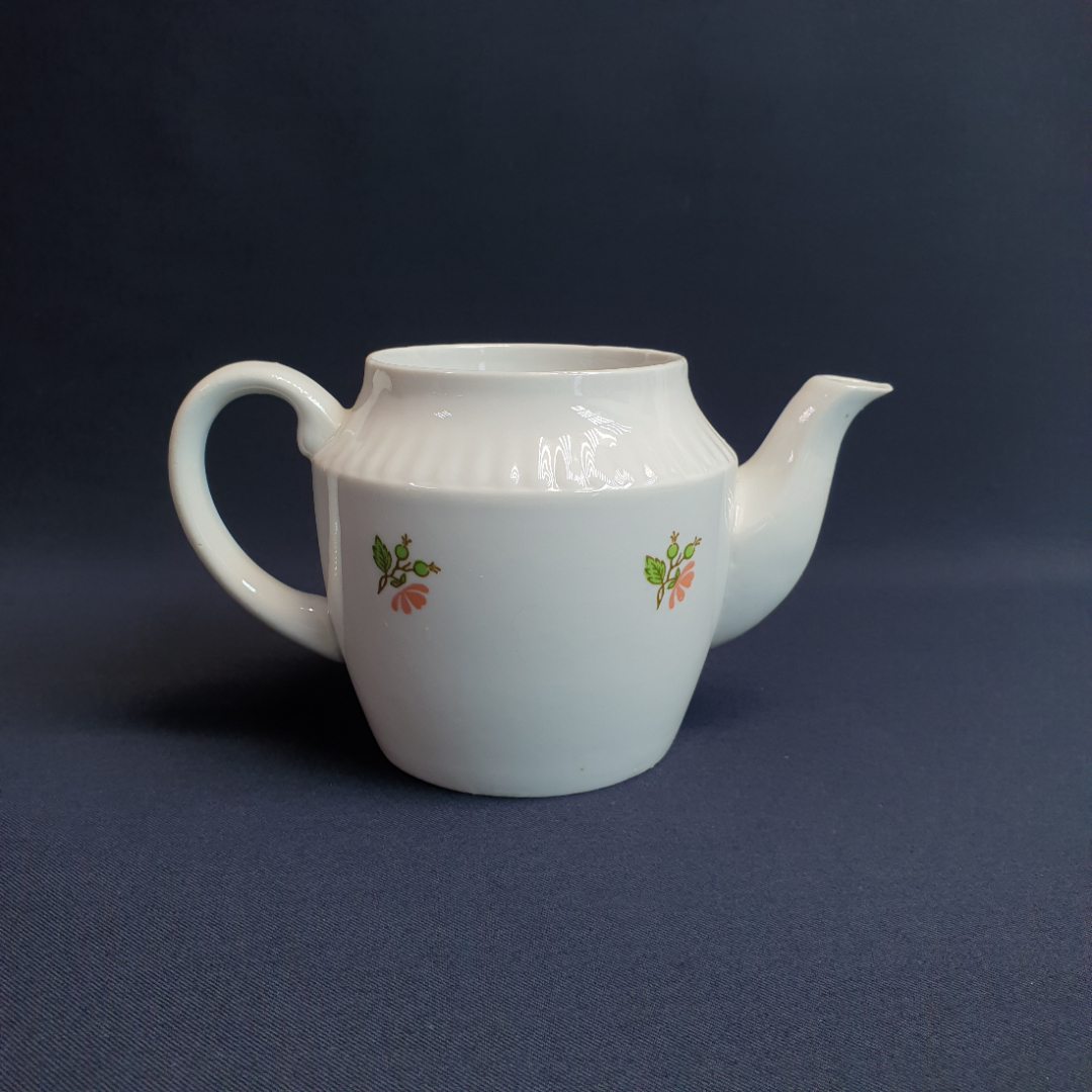 Чайник Вербилки, фарфор деколь 0.55 л, без крышки, винтаж СССР. Картинка 4