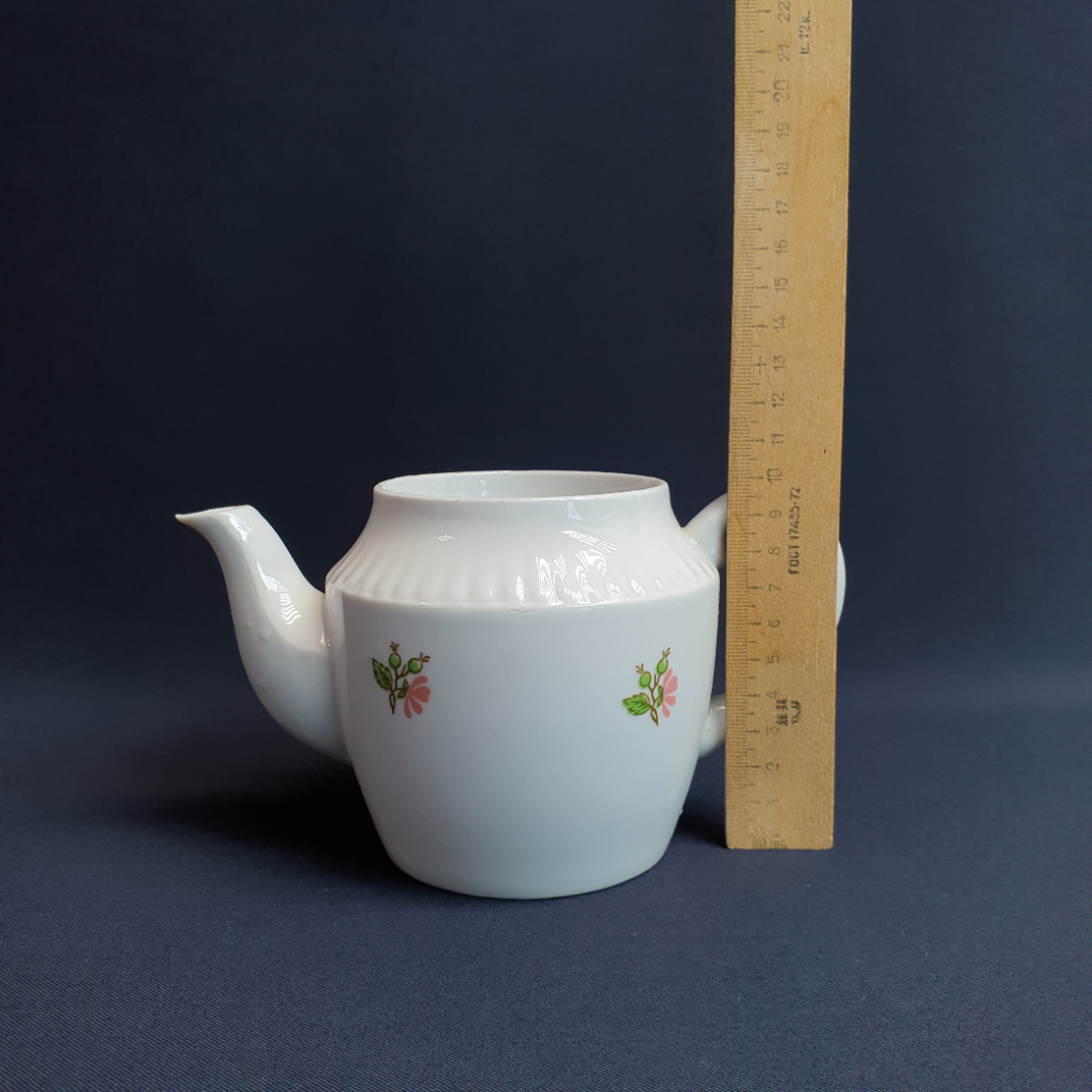 Чайник Вербилки, фарфор деколь 0.55 л, без крышки, винтаж СССР. Картинка 10
