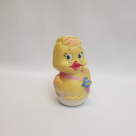 Игрушка Цыпленок птенец, резина высота 11 см, винтаж СССР