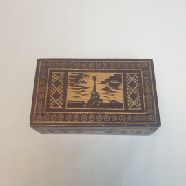Шкатулка "Севастополь"16.5х10х4.5 см, дерево, резка. Винтаж, СССР.