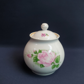 Сахарница, фабрика Песочное, фарфор, деколь, люстр, 650 мл. Винтаж, СССР.