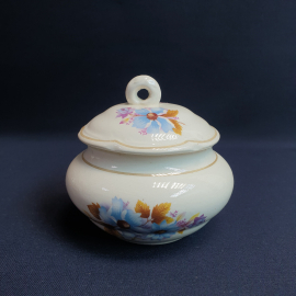 Сахарница, ЗИК Конакова, фаянс, деколь, 250 мл. Винтаж, СССР.