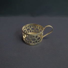 Подстаканник прорезной, металлический, диаметр 7 см. Винтаж, СССР.