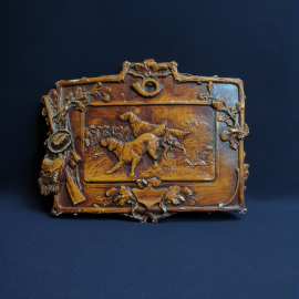 Настенное панно "Охотничьи псы" 29х23 см, гипс. Винтаж, СССР.