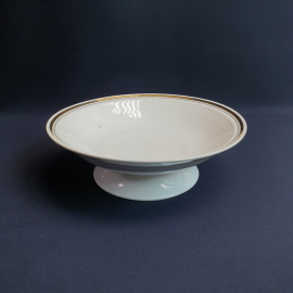 Ваза - фруктовница на ножке 25 см, Вербилки, фарфор, позолота, высота 7.5 см. Винтаж, СССР.