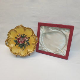 Блюдо - поднос для выпечки 31х29 см, фарфор, роспись. Винтаж, СССР.