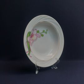 Тарелка суповая Добруш, фарфор деколь позолота 22 см, винтаж СССР