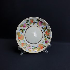 Блюдце гигант 15.5 см "Репка", Вербилки 50 г, фарфор, ручная роспись, позолота. Винтаж, СССР.