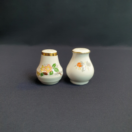 Набор из 2 баночек для специй, фарфор деколь позолота, винтаж СССР