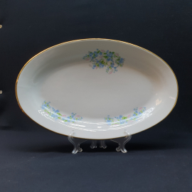 Блюдо овальное Дулево,  деколь  позолото 36х22 см, винтаж СССР