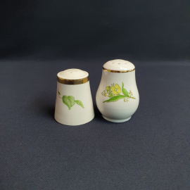 Набор из 2 баночек для специй, фарфор деколь позолота, винтаж СССР