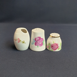 Набор из 3 баночек для специй, фарфор деколь позолота, винтаж СССР