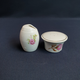 Набор из 2 баночек для специй, фарфор деколь позолота, винтаж СССР