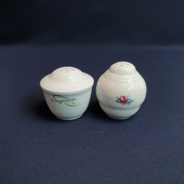 Набор из 2 баночек для специй, фаянс деколь, винтаж СССР