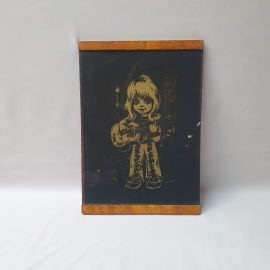 Резное панно из дерева под стеклом 44 Х 30, винтаж СССР