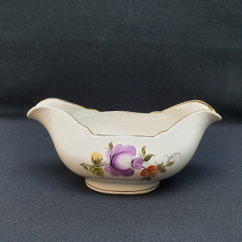 Соусник  400 мл, Коростень, фарфор, ручная роспись, позолота, винтаж СССР